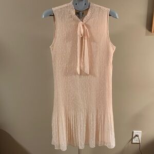 Vintage Nanette Lepore Pleated Dress with Bow, size 10, peachy pink